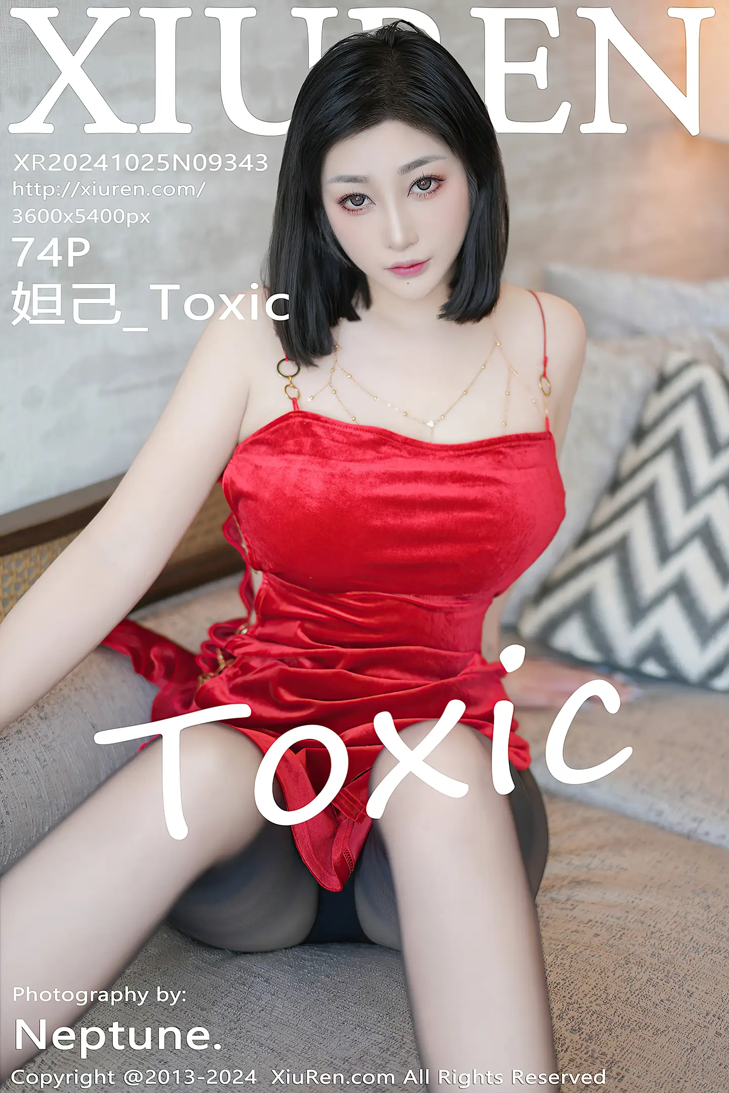 [XiuRen秀人网]No.9343_女神妲己_Toxic性感红色吊带短裙配超薄黑丝秀雪峰美臀诱惑写真74P-秀人网 - XiuRen.Space